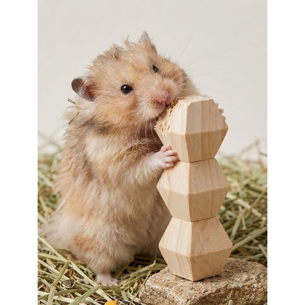 Nate + Jeremiah Bundle Of 4 Small Animal 4.5in Wood Block Chews- Brand New